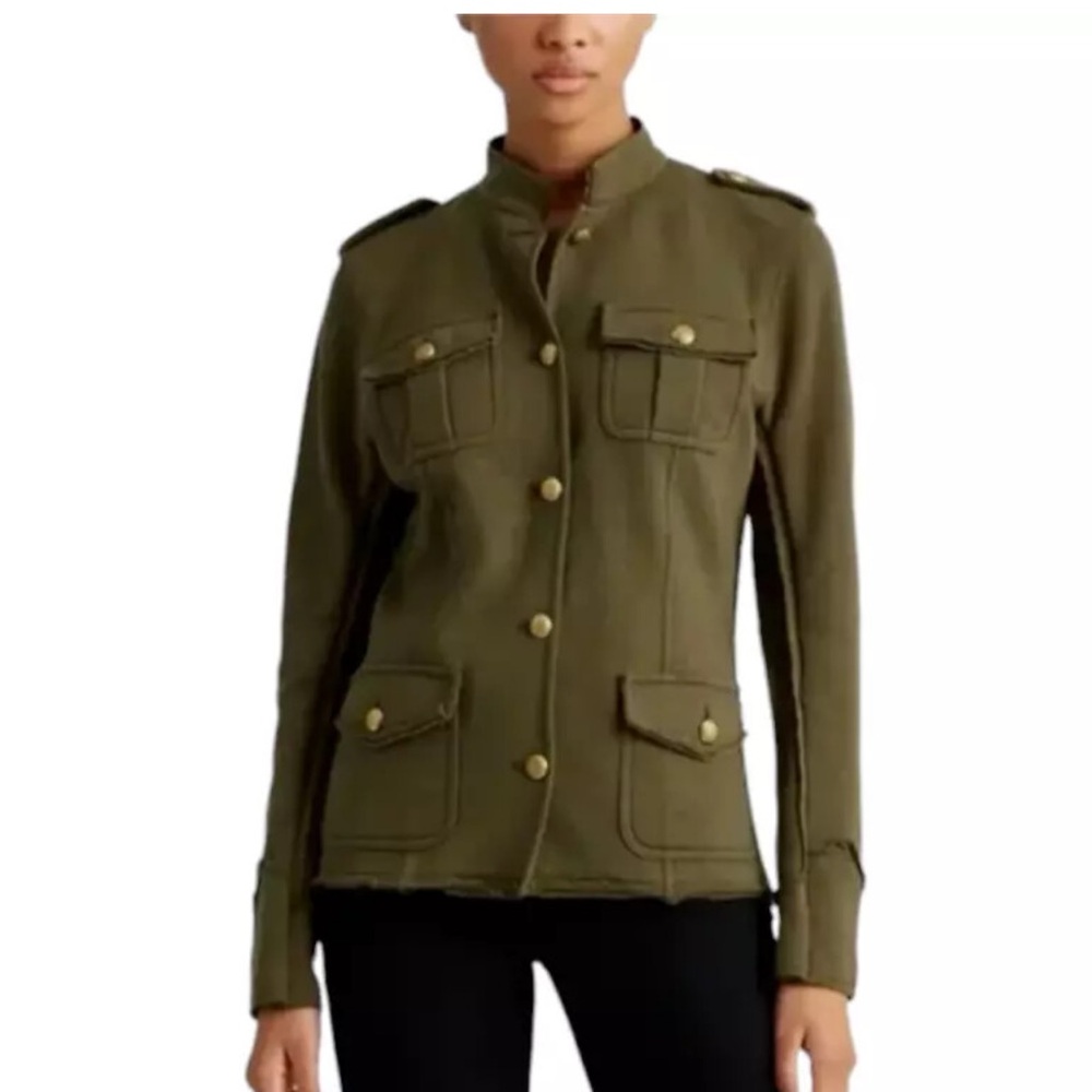 Lauren Ralph Lauren women’s French Terry Military Jacket in Olive